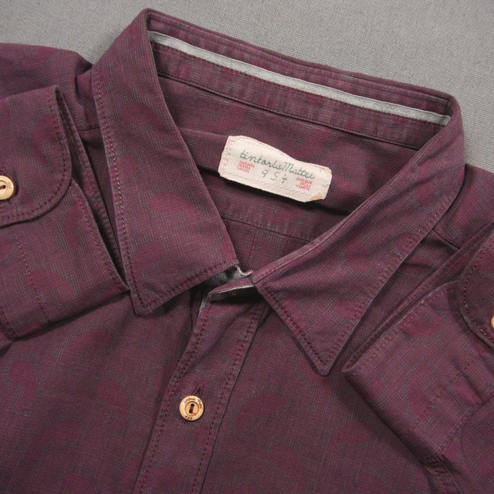 Tintoria Mattei 954 Paisley Elbow Patch Italy Men XL Boho Casual Work Preppy